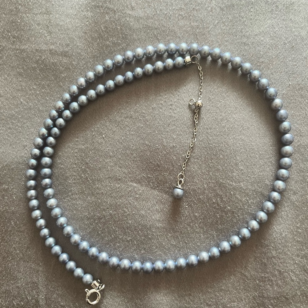 Japanese Blue rose Akoya pearl necklace, mini Akoya, round/near round, 3.5 - 4mm